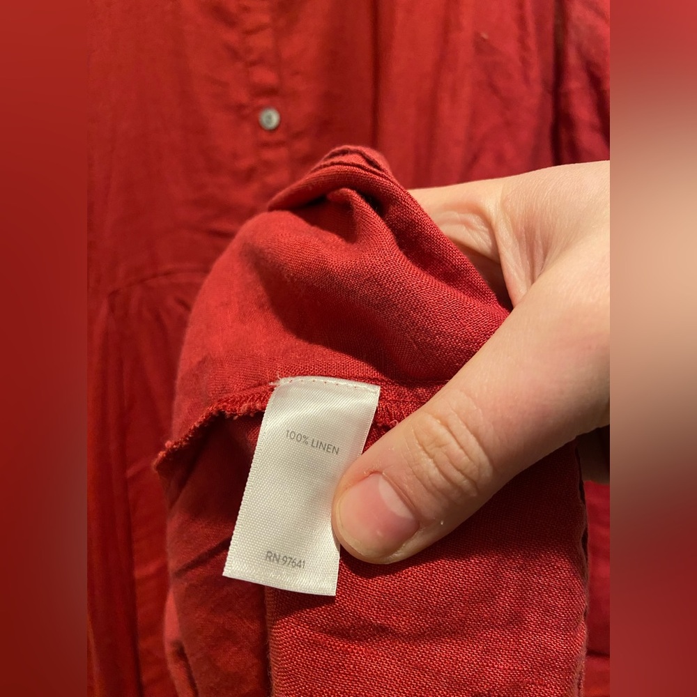 J. Jill Love Linen Tie-Front Red Dress - Picture 3 of 6
